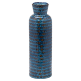 Photograph: Ceramic Flute Vase With Textured Blue Glaze