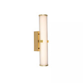Photograph: Clamp Medium Gold Finish Bathroom Wall Light Complete With Clear Ribbed Outer And Inner Opal Glass - IP44 - 3000K