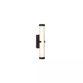 Photograph: Clamp Small Matt Black Bathroom Wall Light Complete With Clear Ribbed Outer And Inner Opal Glass - IP44 - 3000K