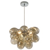 Photograph: Clara Polished Chrome 3 Light Pendant Complete With Cognac Glasses