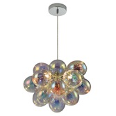 Photograph: Clara Polished Chrome 3 Light Pendant Complete With Iridescent Glasses