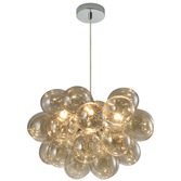 Photograph: Clara Polished Chrome 5 Light Pendant Complete With Cognac Glasses