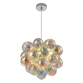 Photograph: Clara Polished Chrome 5 Light Pendant Complete With Iridescent Glasses