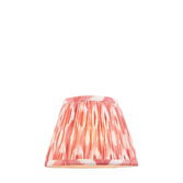Photograph: Coral Pink Ikat Patterned Fabric 20cm Shade - E14/E27/B22 With Fixed Metal Gimbal