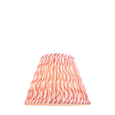 Photograph: Coral Pink Ripple Patterned Tapered Fabric 25cm Shade - E14/E27/B22 With Fixed Metal Gimbal