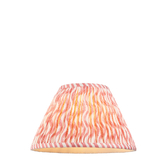 Photograph: Coral Pink Ripple Patterned Tapered Fabric 30cm Shade - E14/E27/B22 With Fixed Metal Gimbal