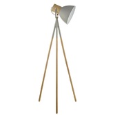 Photograph: Dar Adna ADN4939 Floor Lamp In Grey & Natural Wood Finish