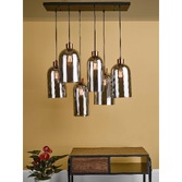 Photograph: Dar Alma Bronze And Smoke Glass 6 Light Bar Pendant