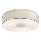 Photograph: Dar Alvaro Polished Chrome 3 Light Flush Ivory Fabric Ceiling Light