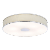 Photograph: Dar Alvaro Polished Chrome 6 Light Flush Ivory Fabric Ceiling Light