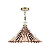 Photograph: Dar Ardeche ARD866 Antique Brass Finish Single Pendant With Amber Fluted Glass