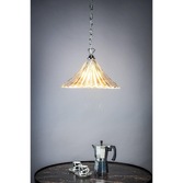 Photograph: Dar Ardeche ARD868 Polished Chrome Finish Single Pendant With Clear Fluted Glass