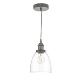 Photograph: Dar Arvin ARV0161 Single Pendant In Antique Chrome With Glass Shade