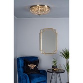 Photograph: Dar Asmara Flush 5 Light Antique Brass Crystal Ceiling Light