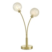 Photograph: Dar Avari Satin Brass 2 Light Table Lamp Complete With Glass Shades