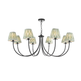 Photograph: Dar Becca 8 Light Multi-Arm Chandelier Complete With Green Ikat Patterned Shades