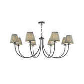 Photograph: Dar Becca 8 Light Multi-Arm Chandelier Complete With Green Patterned Shades
