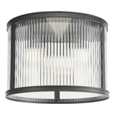 Photograph: Dar Bianka 3 Light Flush Matt Black and Ribbed Glass