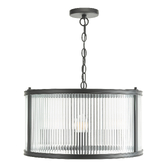 Photograph: Dar Bianka 3 Light Pendant Matt Black and Ribbed Glass