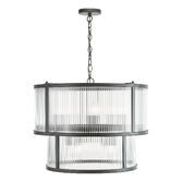 Photograph: Dar Bianka 6 Light Pendant Matt Black and Ribbed Glass