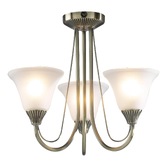 Photograph: Dar Boston BOS03 Antique Brass Finish 3 Light Semi Flush Ceiling Light