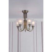 Photograph: Dar Boston BOS05 Antique Brass Finish 5 Light Semi Flush Ceiling Light