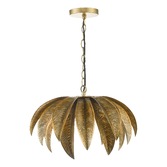 Photograph: Dar Cara Antique Brass Palm Tree Single Pendant Light