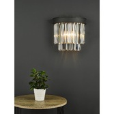 Photograph: Dar Celeus Matt Black 2 Light Crystal Wall Lamp