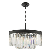 Photograph: Dar Celeus Matt Black 6 Light Round Crystal Pendant