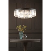 Photograph: Dar Celeus Matt Black 8 Light Round Crystal Pendant