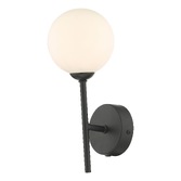 Photograph: Dar Cohen Matt Black Single Wall Light Complete With Opal Glass