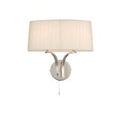 Photograph: Dar Cristin CRI092 2 Light Wall Light In Polished Nickel Finish Complete With Ivory Shade