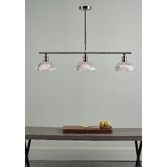 Photograph: Dar Dara DAR0375 3 Light Bar Pendant In Antique Brass Finish With Clear Glass Shades