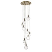 Photograph: Dar Dita DIT2342 10 Light Cluster Pendant In Brass Finish With Clear Glass