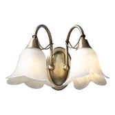 Photograph: Dar Doublet DOU0975 Antique Brass Finish Double Light With Alabaster Glass Shades