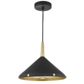 Photograph: Dar Edena EDE0154 Single Pendant In Matt Black & Gold Leaf Finish