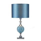 Photograph: Dar Elsa ELS4223 Polished Chrome/Blue Mosaic Table Lamp Complete With Blue Faux Silk Shade