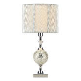 Photograph: Dar Elsa ELS4239 Polished Chrome/Silver Mosaic Table Lamp Complete With Silver String Shade