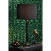 Photograph: Dar Emani Black Table Lamp With Aged Gold Detailing & Black Cotton Shade