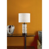 Photograph: Dar Enrico Rechargeable Led Table Lamp In Satin Black With Clear Glass & White Shade