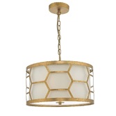 Photograph: Dar Epstein EPS0312 3 Light Pendant In Gold Leaf Finish Complete With Ivory Shade & Frosted Acrylic Diffuser