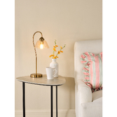 Photograph: Dar Erika Antique Bronze Table Lamp Complete WIth Amber Glass Shade - Switched