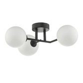 Photograph: Dar Euan EUA3022 3 Light Wall Light In Matt Black Finish With Opal Glass Shades