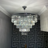 Photograph: Dar Eulalia Polished Chrome 12 Light Crystal Chandelier - EUL1250