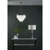 Photograph: Dar Fame 5 Light Polished Chrome Pendant Light Complete With Clear Sculpted Glasses