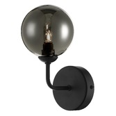 Photograph: Dar Feya 1 Light Wall Light In Matt Black Complete With Smoked Glass