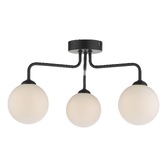 Photograph: Dar Feya 3 Light Semi Flush Ceiling Light in Matt Black Complete With Opal Glasses