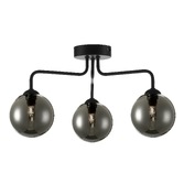 Photograph: Dar Feya 3 Light Semi Flush Ceiling Light in Matt Black Complete With Smoked Glasses