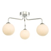 Photograph: Dar Feya 3 Light Semi Flush Ceiling Light in Polished Chrome Complete With Opal Glasses