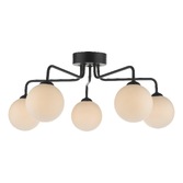 Photograph: Dar Feya 5 Light Semi Flush Ceiling Light in Matt Black Complete With Opal Glasses